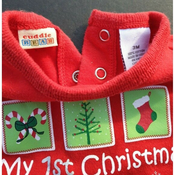 Baby's 1st Christmas Undershirt Top Doll Size 0 - 3 Months - Picture 3 of 4